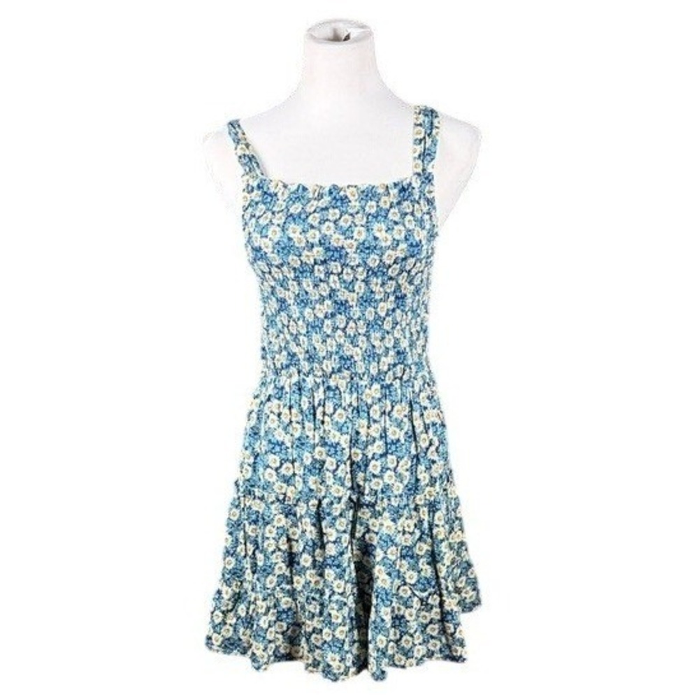 wild fable Blue Floral Smocked Mini Dress